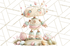 Easter Robot Clipart, Pastel Full-Body Robot Illustration Product Image 4