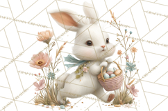 Easter Bunny Clipart PNG, Baby Bunnies in Pastel Garden Product Image 5