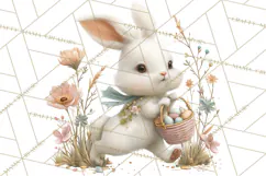 Easter Bunny Clipart PNG, Baby Bunnies in Pastel Garden Product Image 5