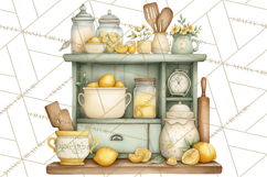 Farmhouse Lemon Kitchen Clipart, Lemon Kitchen Appliances Product Image 5