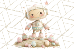 Easter Robot Clipart, Pastel Full-Body Robot Illustration Product Image 5