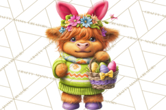 Easter Highland Cow Clipart PNG, Cute Spring Cow Clip Art Product Image 3