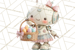Easter Robot Clipart, Pastel Full-Body Robot Illustration Product Image 2