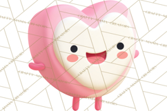 Valentine Kawaii Candies, Heart Sweets Clipart, Cute Candy Product Image 3