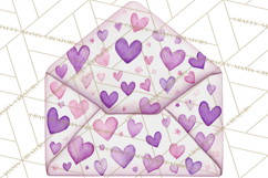 Watercolor Love Accents Clipart, Hearts, Envelopes Png Product Image 3