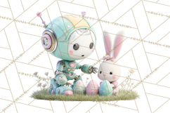 Easter Robot Clipart, Pastel Full-Body Robot Illustration Product Image 3