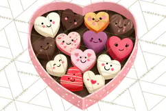 Valentine Kawaii Candies, Heart Sweets Clipart, Cute Candy Product Image 4