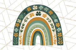 St Patricks Patterned Rainbow PNG, Boho Shamrock Clipart Product Image 4