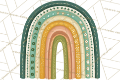 St Patricks Patterned Rainbow PNG, Boho Shamrock Clipart Product Image 5