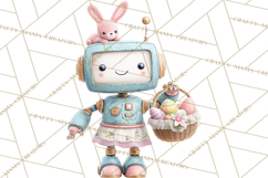 Easter Robot Clipart, Pastel Full-Body Robot Illustration Product Image 4