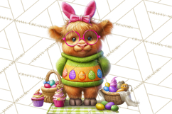 Easter Highland Cow Clipart PNG, Cute Spring Cow Clip Art Product Image 5