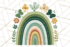 St Patricks Patterned Rainbow PNG, Boho Shamrock Clipart Product Image 2
