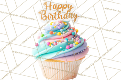 Birthday Cupcakes PNG, Colorful Cupcake Clipart, Sprinkles Product Image 2