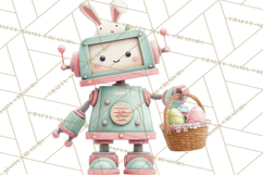Easter Robot Clipart, Pastel Full-Body Robot Illustration Product Image 2