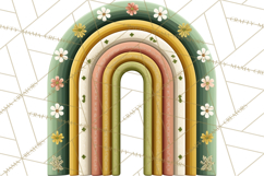 St Patricks Patterned Rainbow PNG, Boho Shamrock Clipart Product Image 3