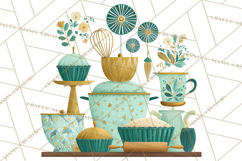 Mid Century Modern Kitchen Clipart, Retro Modern Kitchen Png Product Image 3