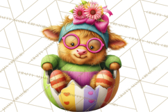 Easter Highland Cow Clipart PNG, Cute Spring Cow Clip Art Product Image 4