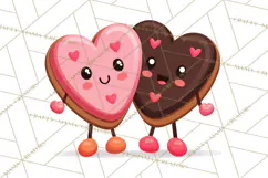 Valentine Kawaii Candies, Heart Sweets Clipart, Cute Candy Product Image 4