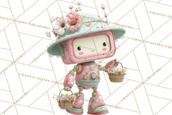 Easter Robot Clipart, Pastel Full-Body Robot Illustration Product Image 3