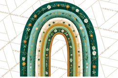 St Patricks Patterned Rainbow PNG, Boho Shamrock Clipart Product Image 4