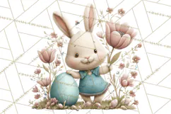 Easter Bunny Clipart PNG, Baby Bunnies in Pastel Garden Product Image 3