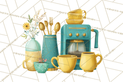 Mid Century Modern Kitchen Clipart, Retro Modern Kitchen Png Product Image 5