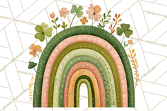 St Patricks Patterned Rainbow PNG, Boho Shamrock Clipart Product Image 5