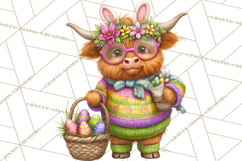 Easter Highland Cow Clipart PNG, Cute Spring Cow Clip Art Product Image 2