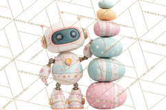 Easter Robot Clipart, Pastel Full-Body Robot Illustration Product Image 5