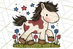 Patriotic Farm Animals Clipart, Whimsical Red White Blue Product Image 2