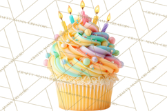 Birthday Cupcakes PNG, Colorful Cupcake Clipart, Sprinkles Product Image 2