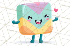 Valentine Kawaii Candies, Heart Sweets Clipart, Cute Candy Product Image 3