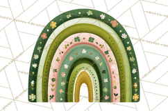 St Patricks Patterned Rainbow PNG, Boho Shamrock Clipart Product Image 3