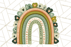St Patricks Patterned Rainbow PNG, Boho Shamrock Clipart Product Image 4