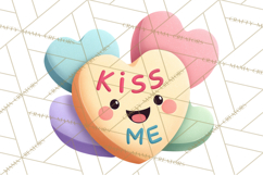 Valentine Kawaii Candies, Heart Sweets Clipart, Cute Candy Product Image 4