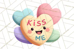 Valentine Kawaii Candies, Heart Sweets Clipart, Cute Candy Product Image 4