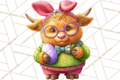 Easter Highland Cow Clipart PNG, Cute Spring Cow Clip Art Product Image 4
