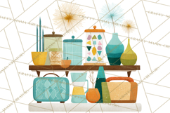 Mid Century Modern Kitchen Clipart, Retro Modern Kitchen Png Product Image 4