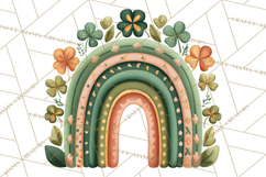 St Patricks Patterned Rainbow PNG, Boho Shamrock Clipart Product Image 5