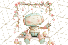 Easter Robot Clipart, Pastel Full-Body Robot Illustration Product Image 4