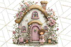 Enchanted Fairy Cottages Clipart PNG, Pastel Woodland Product Image 2