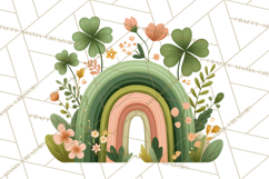 St Patricks Patterned Rainbow PNG, Boho Shamrock Clipart Product Image 2