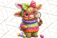 Easter Highland Cow Clipart PNG, Cute Spring Cow Clip Art Product Image 2