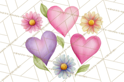 Watercolor Love Accents Clipart, Hearts, Envelopes Png Product Image 2