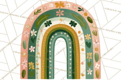 St Patricks Patterned Rainbow PNG, Boho Shamrock Clipart Product Image 3