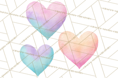 Watercolor Love Accents Clipart, Hearts, Envelopes Png Product Image 3