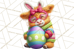 Easter Highland Cow Clipart PNG, Cute Spring Cow Clip Art Product Image 3