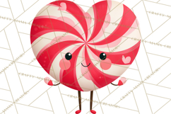 Valentine Kawaii Candies, Heart Sweets Clipart, Cute Candy Product Image 3