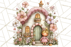 Enchanted Fairy Cottages Clipart PNG, Pastel Woodland Product Image 4