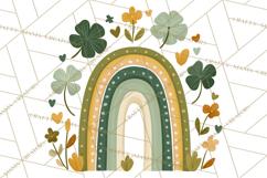 St Patricks Patterned Rainbow PNG, Boho Shamrock Clipart Product Image 5